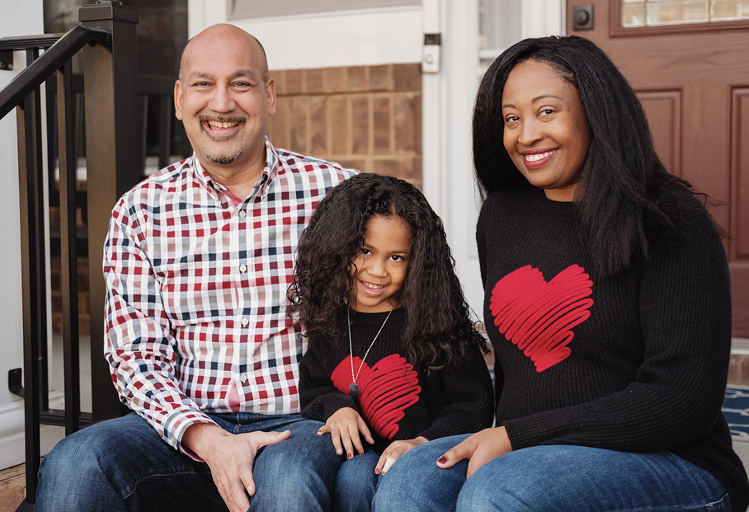 Picture of Leslie's family including her daughter and husband